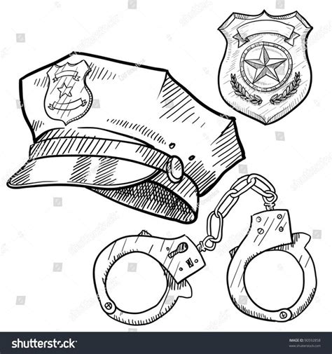 Doodle Style Policeman Objects In Vector Format Including Hat