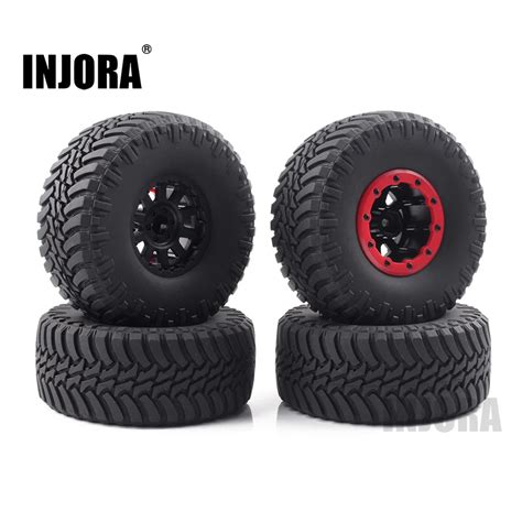 INJORA 4PCS 2 2 Rubber Tires Beadlock Wheel Rim For 1 10 RC Rock