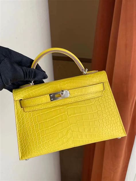 Hermes Kelly Mini Ii 2代 9r Lime 柠檬黄 Matte Alligator Crocodile Phw