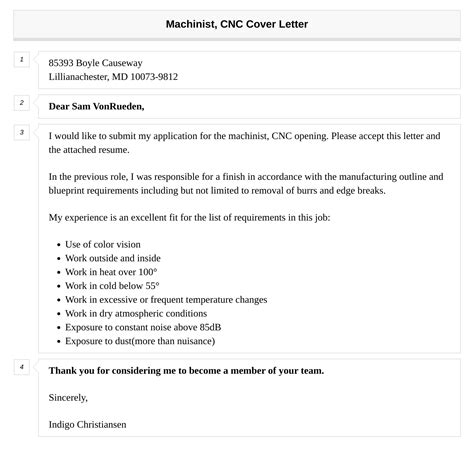 Machinist Cnc Cover Letter Velvet Jobs