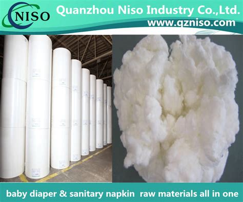 Fluff Pulp Baby Diaper Raw Materials Qzniso