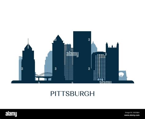 Pittsburgh Skyline Monochrome Silhouette Vector Illustration Stock