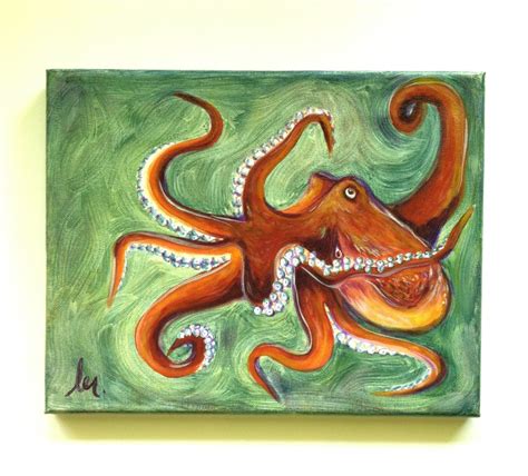 Octopus Oil Painting 8 x 10 Ready to Hang Underwater | Etsy