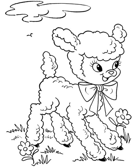 This Easter Lamb Coloring Page Shows Cute And Fluffy Easter Lamb