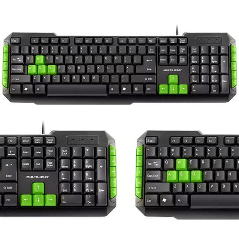 Teclado Gamer Multilaser TC201 Conexao USB 2 0 Preto Verde Shopee Brasil