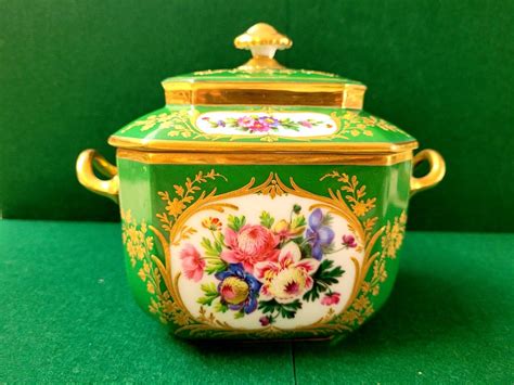 Sucrier Porcelaine De Paris J P Feuillet D Cor Floral Dorure Vers