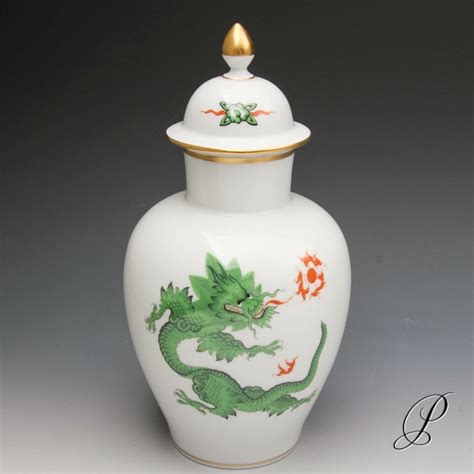 Deckelvase Meissen Im Dekor Mingdrache Gr N Porzellan Porcelain