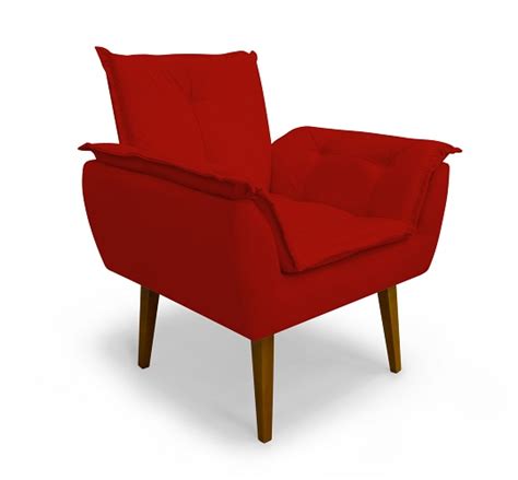 Poltrona Decorativa Opala Suede Vermelho MeularDecor Meu Lar