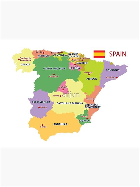 Lámina fotográfica for Sale con la obra Mapa de España con regiones y