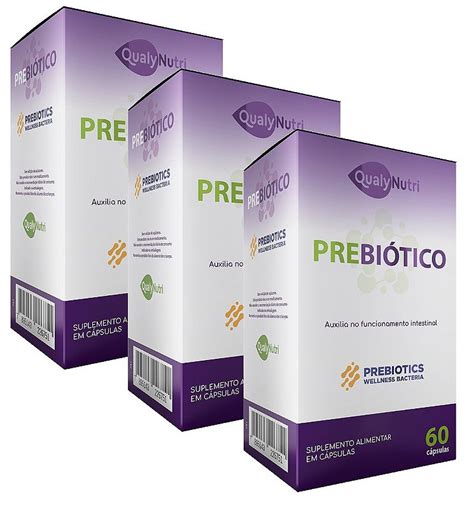 Kit 3uni Prebiótico 60 cáps Qualynutri Supremo Suplementos