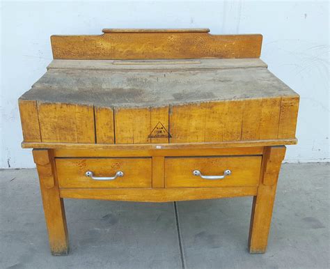 2 Drawer Butcher Block Table Antiquities Warehouse