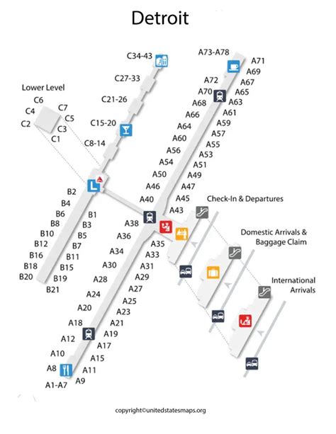 Detroit Airport Map Map Of Dtw Airport With Terminals