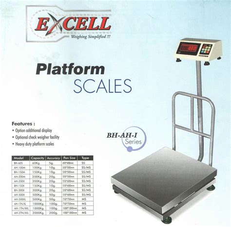 Excell Digital Platform Weighing Scale Capacity Kg Size X