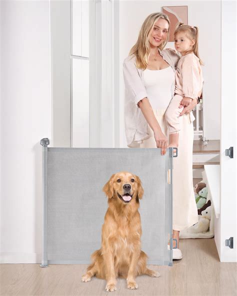 Likzest Retractable Baby Gate Mesh Baby And Pet Gate Tall Extends