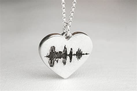 Heart Sound Wave Necklace Soundwave Sterling Silver