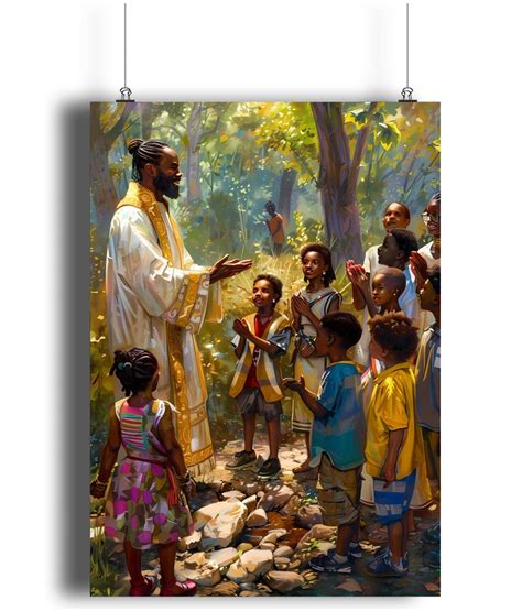 Black Jesus Teaching The Children Poster Black Jesus Christ Wall Art