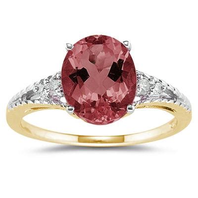 Oval Cut Garnet & Diamond Ring in 14k Yellow Gold - SPR8311GT