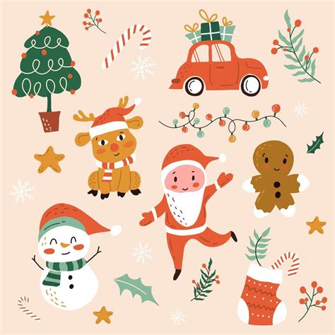 Set Of Christmas Elements Vector Art At Vecteezy