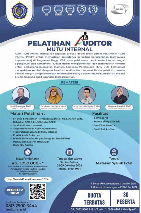 Undangan Pelatihan Auditor Mutu Internal Bagi Peserta Eksternal Ums