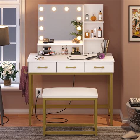 Willa Arlo Interiors Paradis 39 4 Makeup Vanity With USB Power Outlet