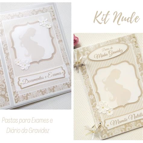Kit Pasta Pré Natal Diário e Álbum da Gravidez Nude Elo