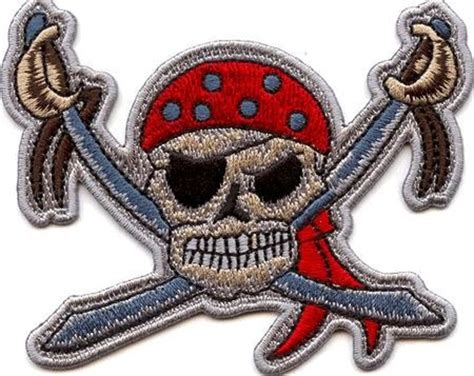 Pirate Skull With Swords Patch Skulls Embroidered Patch Applique Craft Supply Etsy