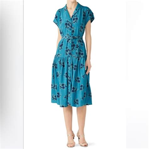 Veronica Beard Dresses Veronica Beard Meagan Turquoise Floral Silk