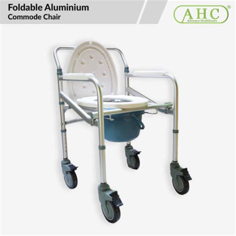 Cm L Foldable Aluminium Commode Chair With Bucket Ahc Medical