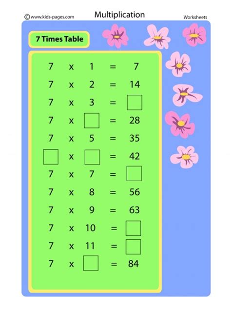 7 Times Table Worksheet Worksheets Library