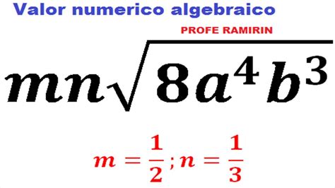 Valor Numerico Expresiones Algebraicas Simples YouTube