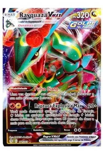 Carta Pok Mon Rayquaza Vmax Lend Rio C Us Em Evolu O R Em S O