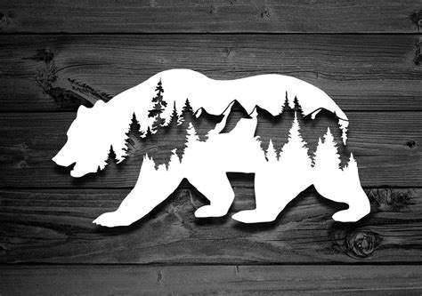 Bear Vinyl Decal Car Decal Mountain Decal Mountain Sticker Etsy