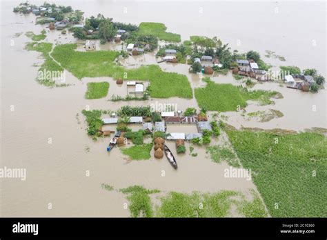 Aerial View Of Flood Affected Area Stock Photo Alamy