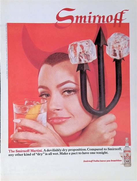 Vintage Print Ad 1960 S Beautiful Devil Smirnoff Martini Red Horns