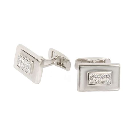 18k White Gold And Diamond Cufflinks 081ct Rich Diamonds