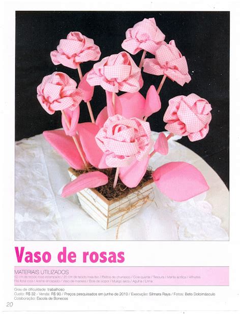 Gata Bacana Moldes Vaso De Rosas De Tecido Passo A Passo