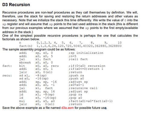 D3 Recursion Recursive Procedures Are Non Leaf Chegg