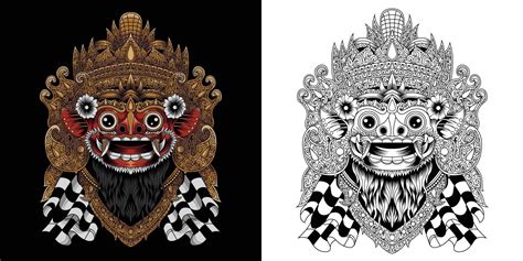 Vector illustration of barong bali mask 14323272 Vector Art at Vecteezy