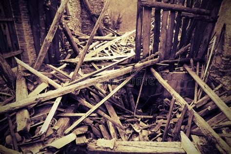 Rubble And The Ruins Of The House Destroyed By Powerful Earthqu Stock