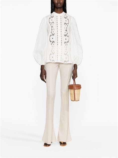 Zimmermann Guipure Lace Puff Sleeve Shirt Farfetch