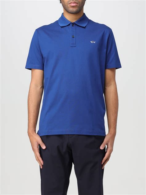 Paul Shark Outlet Polo Shirt Men Gnawed Blue Paul Shark Polo