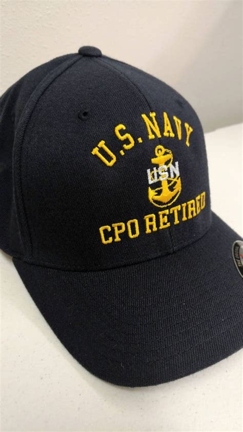 U.S Made in USA Navy CPO Retired with Anchor Baseball Cap Navy Blue ...