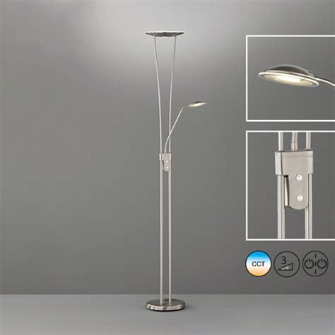 Led Stehleuchte Vico Mit Leselampe Nickel Matt Lampenwelt De