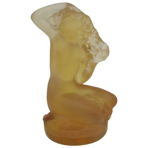 Lalique Amber Opaline Floreal Nude Art Nouveau Female Figurine Ruby Lane