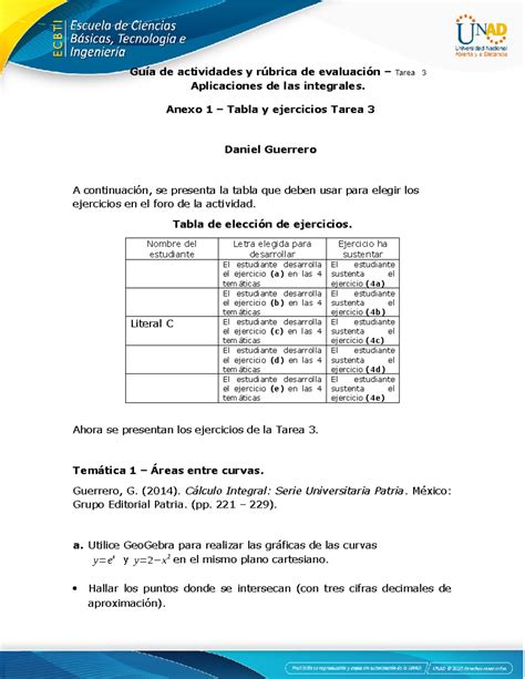 Anexo 1 Tabla Y Ejercicios Tarea 3 Guía De Actividades Y Rúbrica De Evaluación Tarea 3