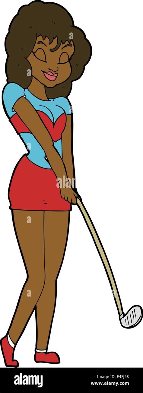 cartoon woman playing golf Stock Vector Image & Art - Alamy