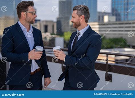 Client at Business Meeting. Two Business Men Talking Outdoors. Two ...