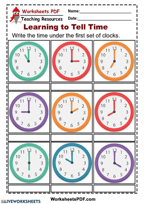 Learning To Read Time Clock Worksheets - Telling Time Worksheets