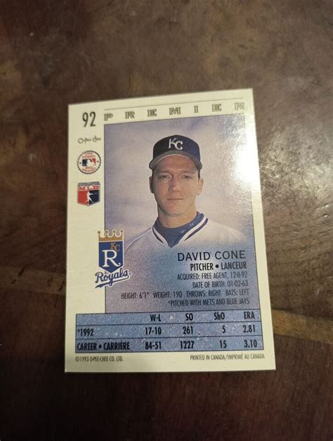 David Cone Topps O Pee Chee Premier Free Shipping Ebay