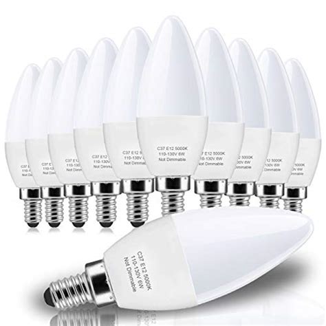 12 Pack E12 LED Ceiling Fan Light Bulbs 60W Equivalent Unilamp 550